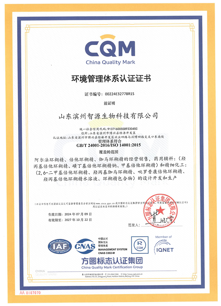 環境管理體系證書